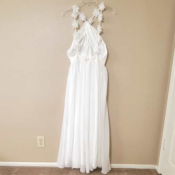 Cupshe White Floral Embellished Halter Neck Maxi Dress - Size Medium - Picture 6 of 11